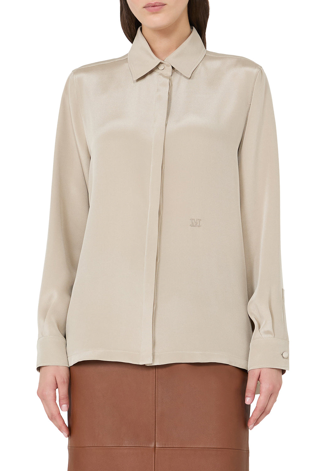 MAX MARA Camicia in crêpe de Chine di seta "MXMGERANIO" – Roccia