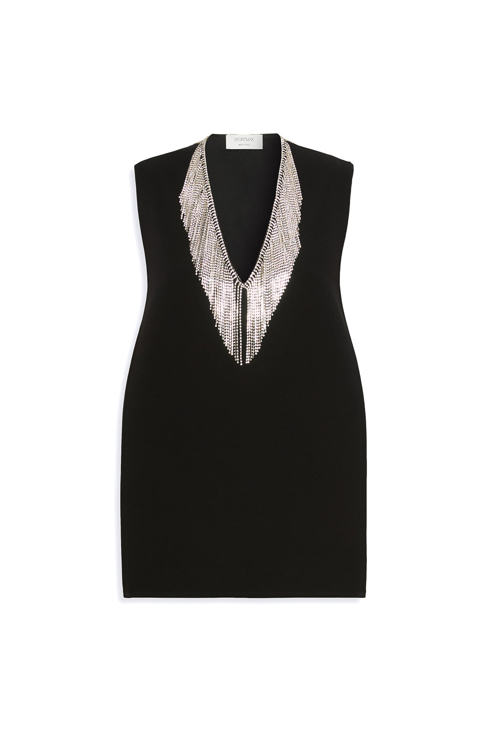 SPORTMAX Top smanicato in cady con strass "SPXFAGLIA"