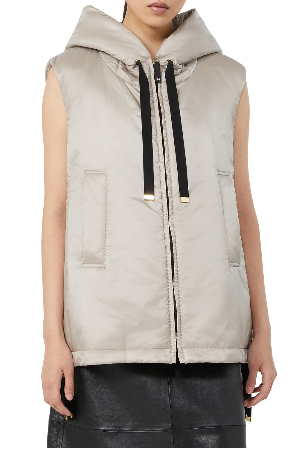 MAX MARA Gilet imbottito con cappuccio in tela antigoccia "GREENGO"