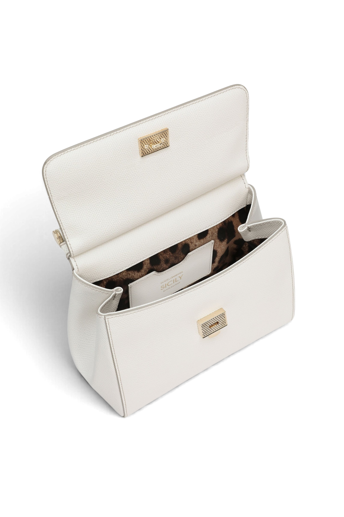 DOLCE & GABBANA Borsa a mano Sicily piccola in pelle di vitello dauphine – Bianco