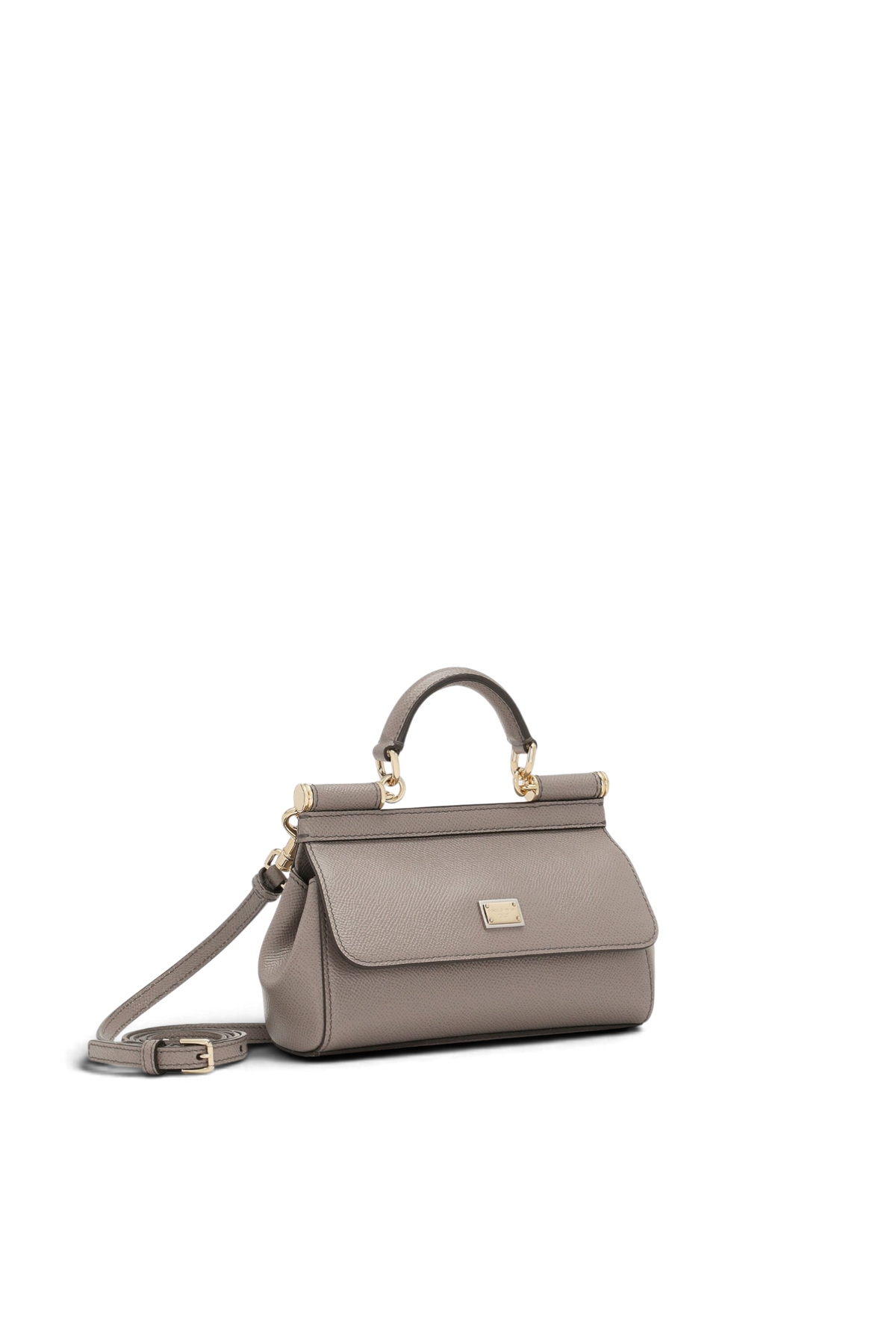 DOLCE & GABBANA Borsa a mano Sicily mini in pelle di vitello – Fango chiaro