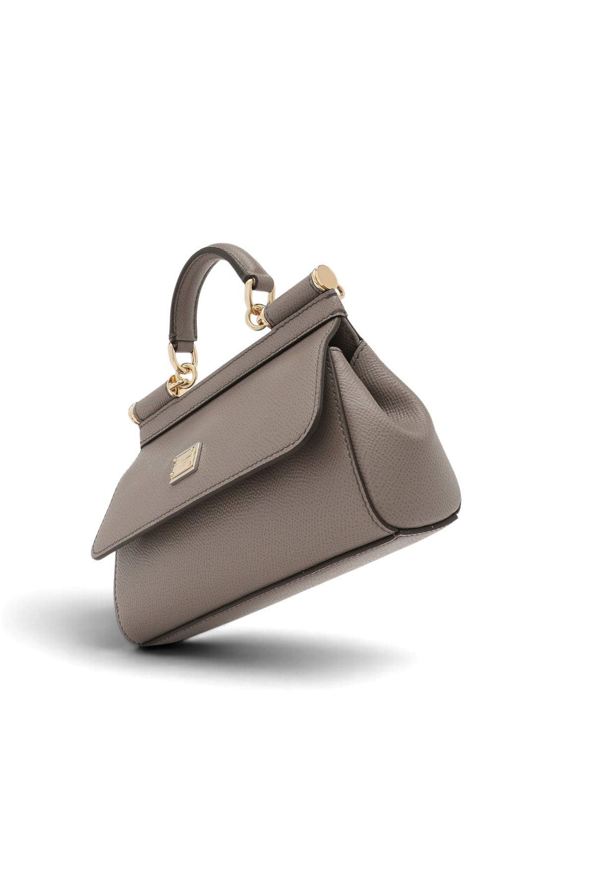 DOLCE & GABBANA Borsa a mano Sicily mini in pelle di vitello – Fango chiaro