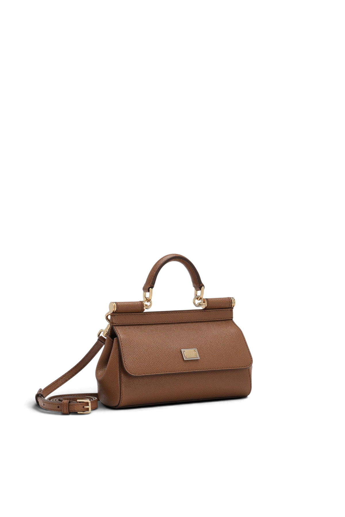 DOLCE & GABBANA Borsa a mano Sicily mini in pelle di vitello – Caramello