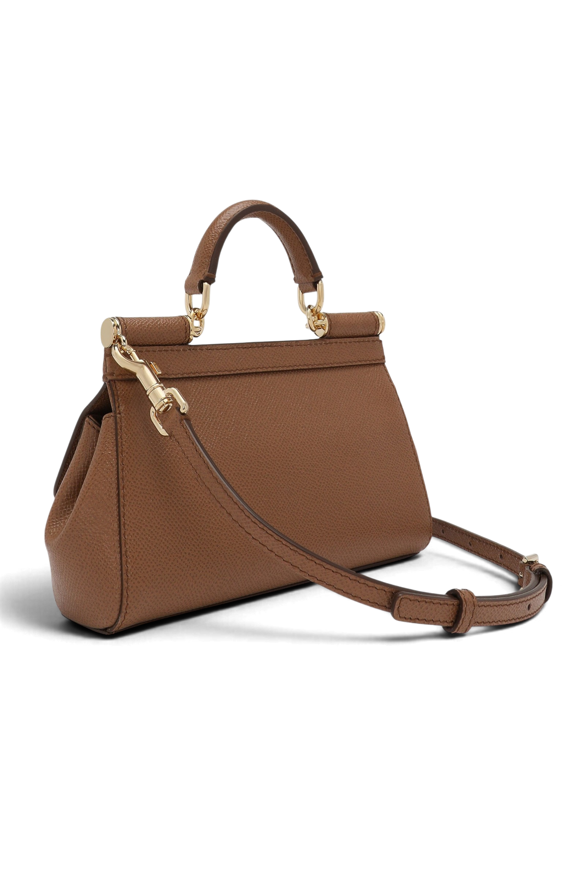 DOLCE & GABBANA Borsa a mano Sicily mini in pelle di vitello – Caramello