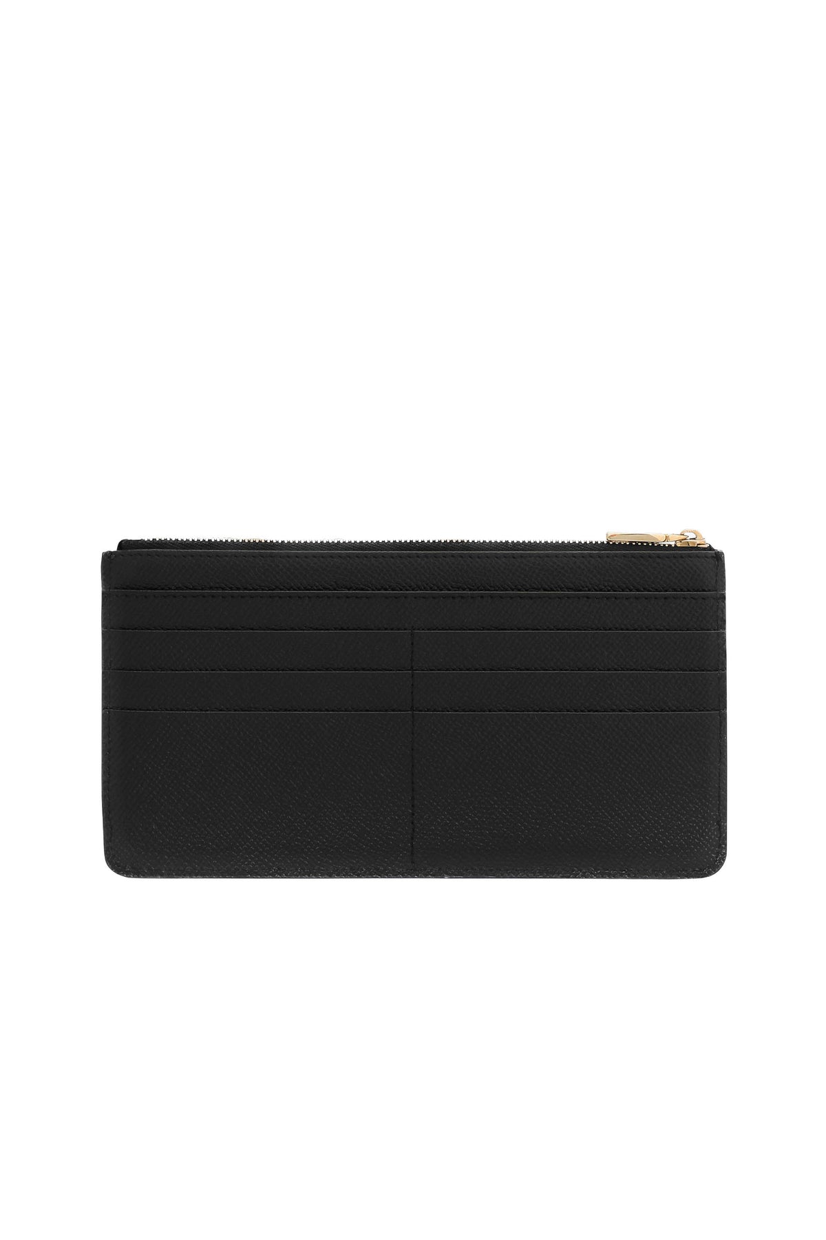 DOLCE & GABBANA Portacarte grande con zip in pelle di vitello con targhetta logata