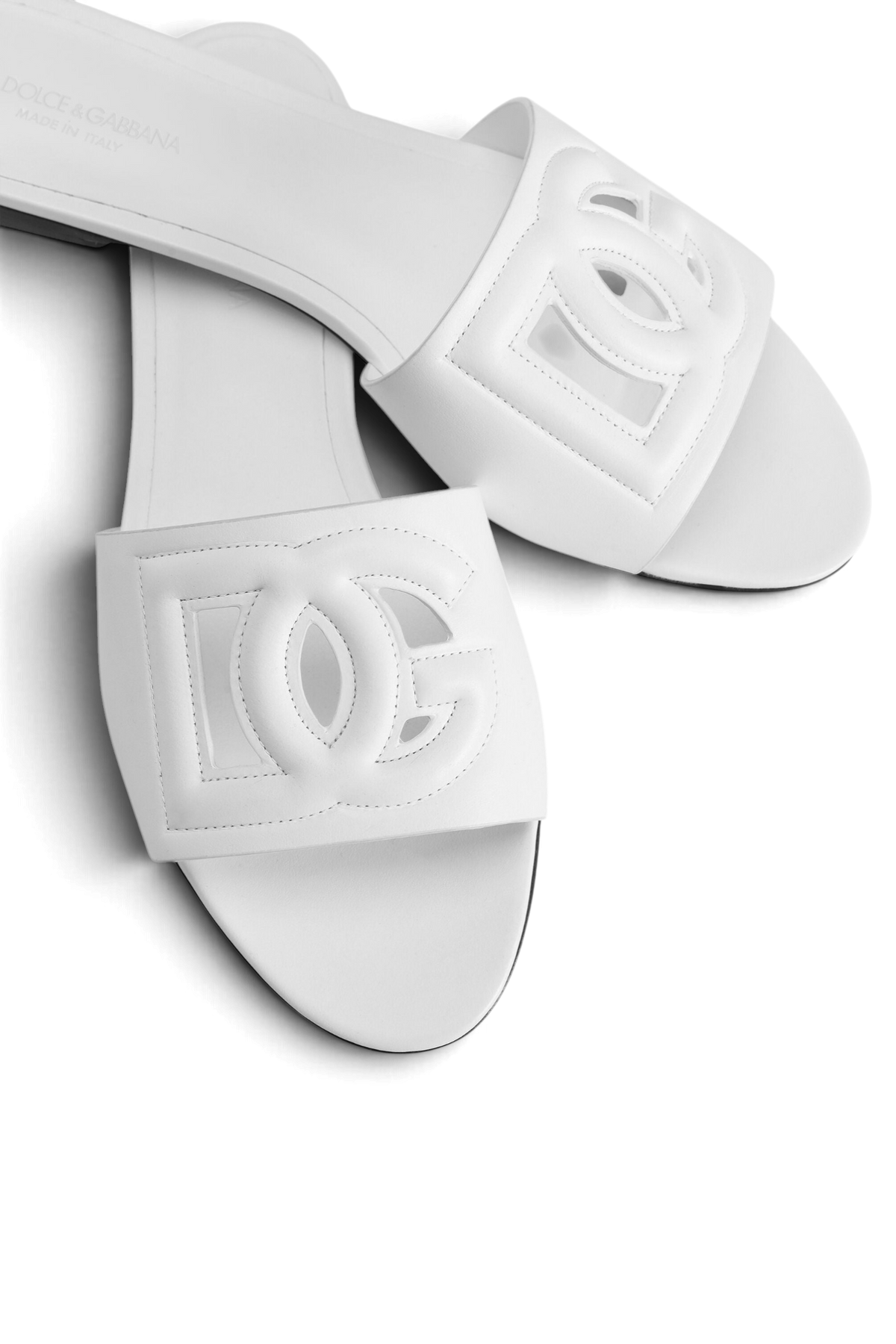 DOLCE & GABBANA Slide in pelle di vitello – Bianco