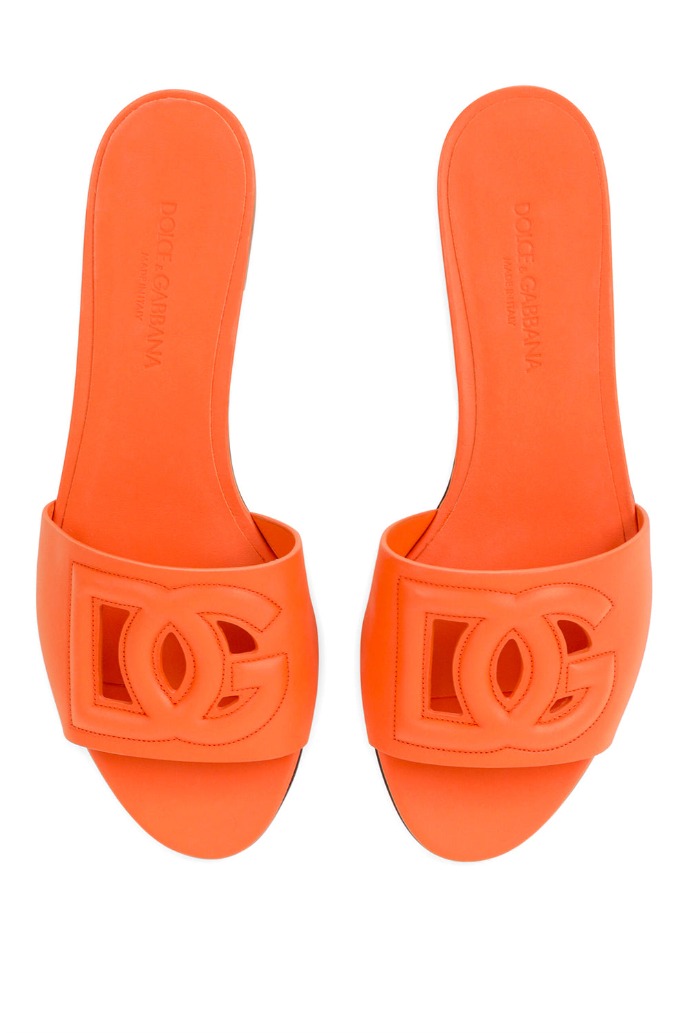 DOLCE & GABBANA Slide in pelle di vitello – Arancio