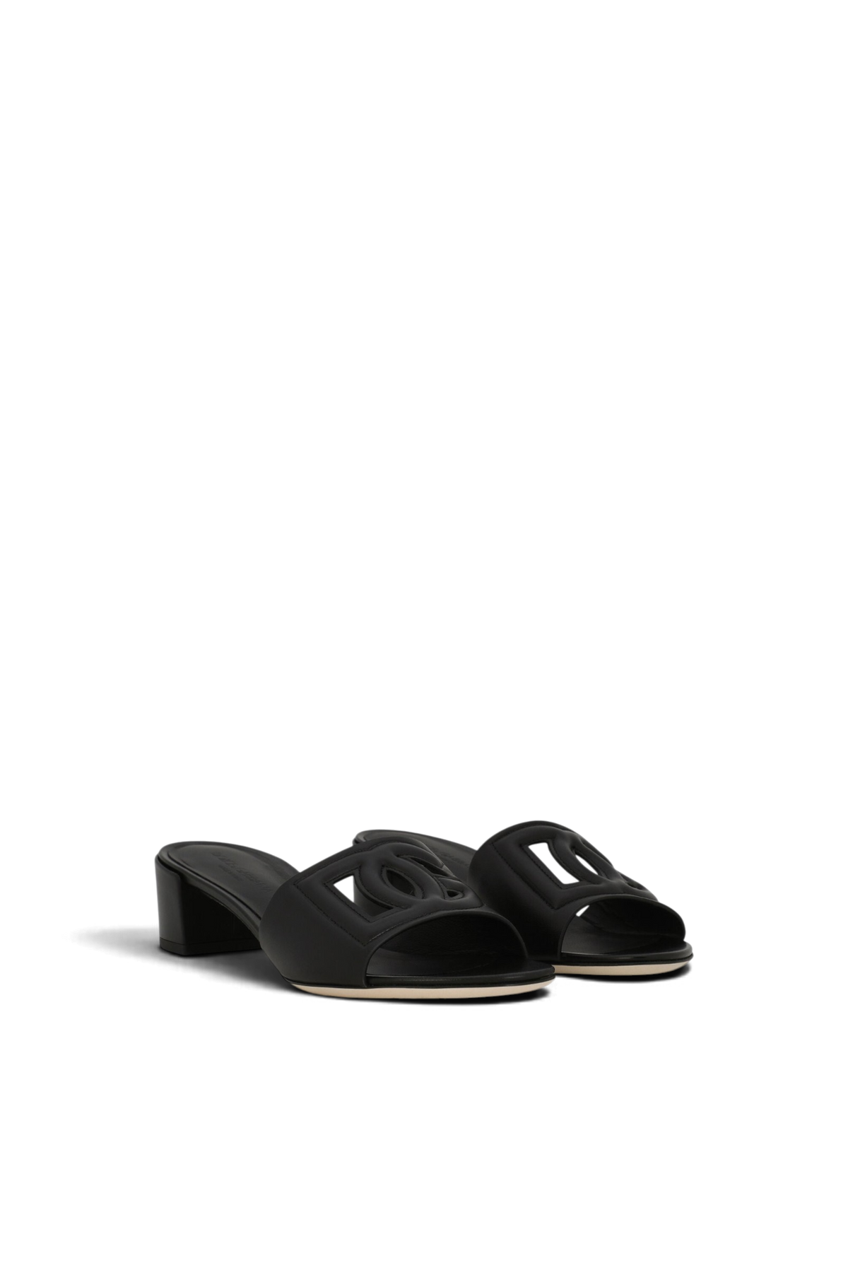 DOLCE & GABBANA Mule in pelle di vitello e logo DG millennials – Nero