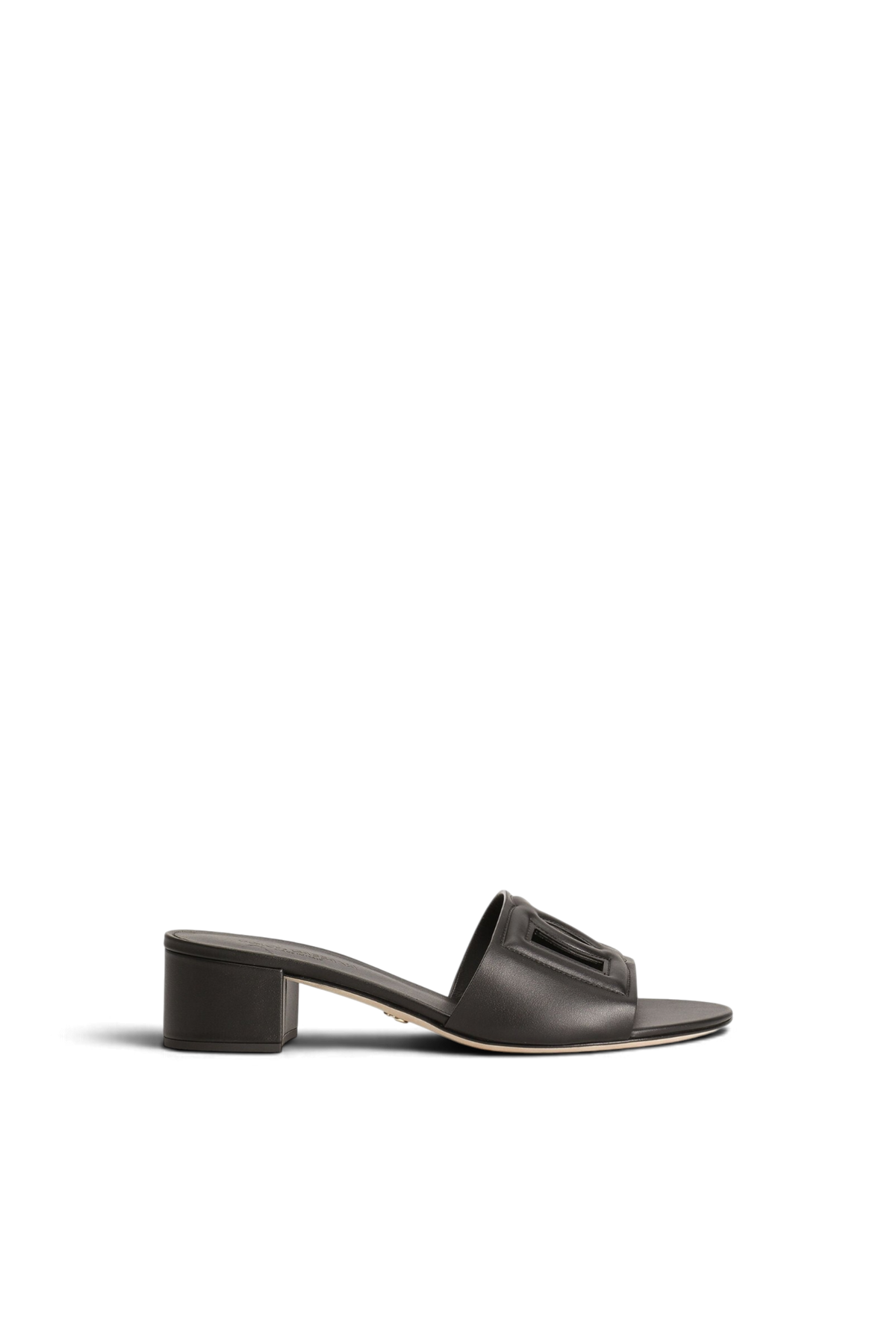DOLCE & GABBANA Mule in pelle di vitello e logo DG millennials – Nero