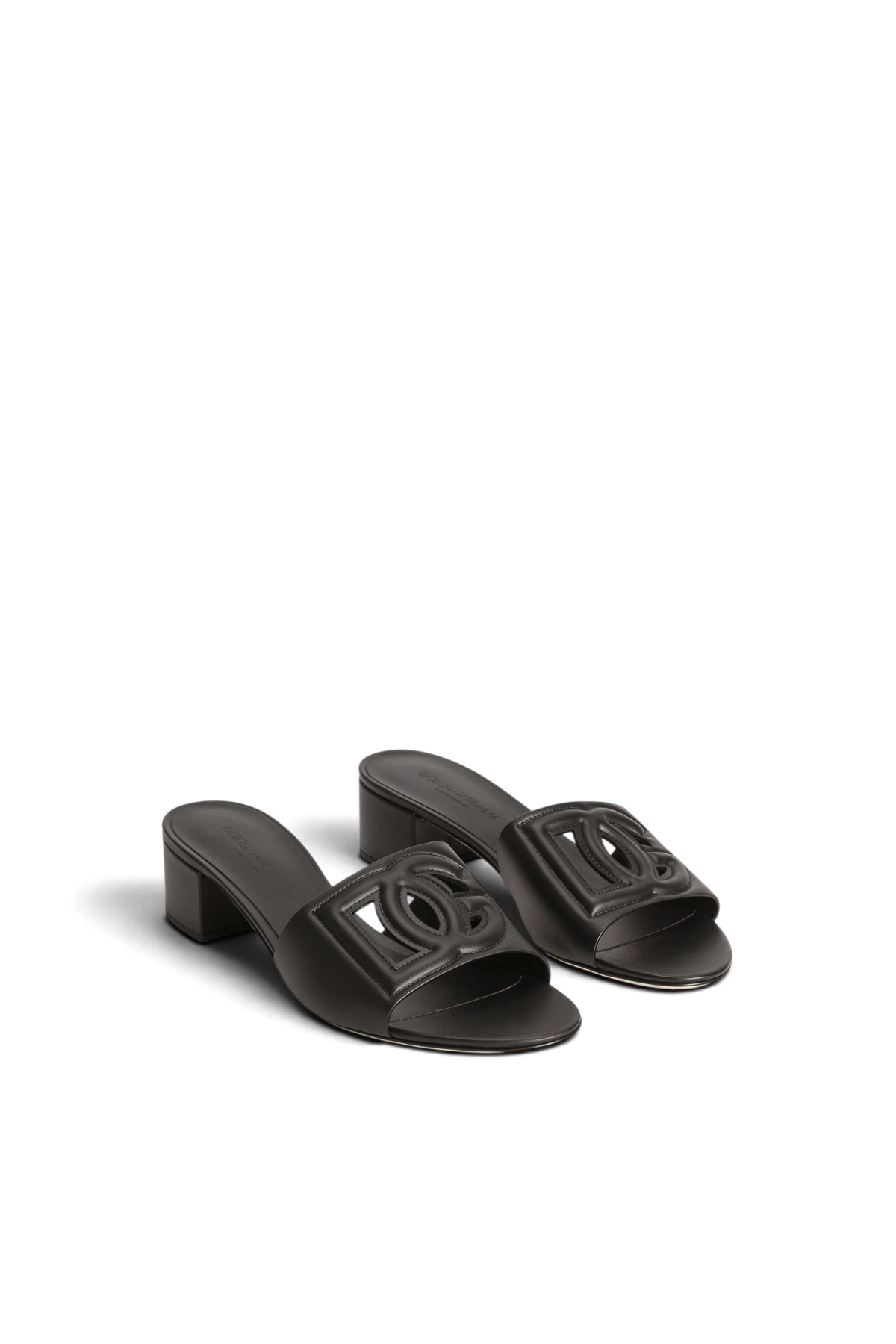 DOLCE & GABBANA Mule in pelle di vitello e logo DG millennials – Nero