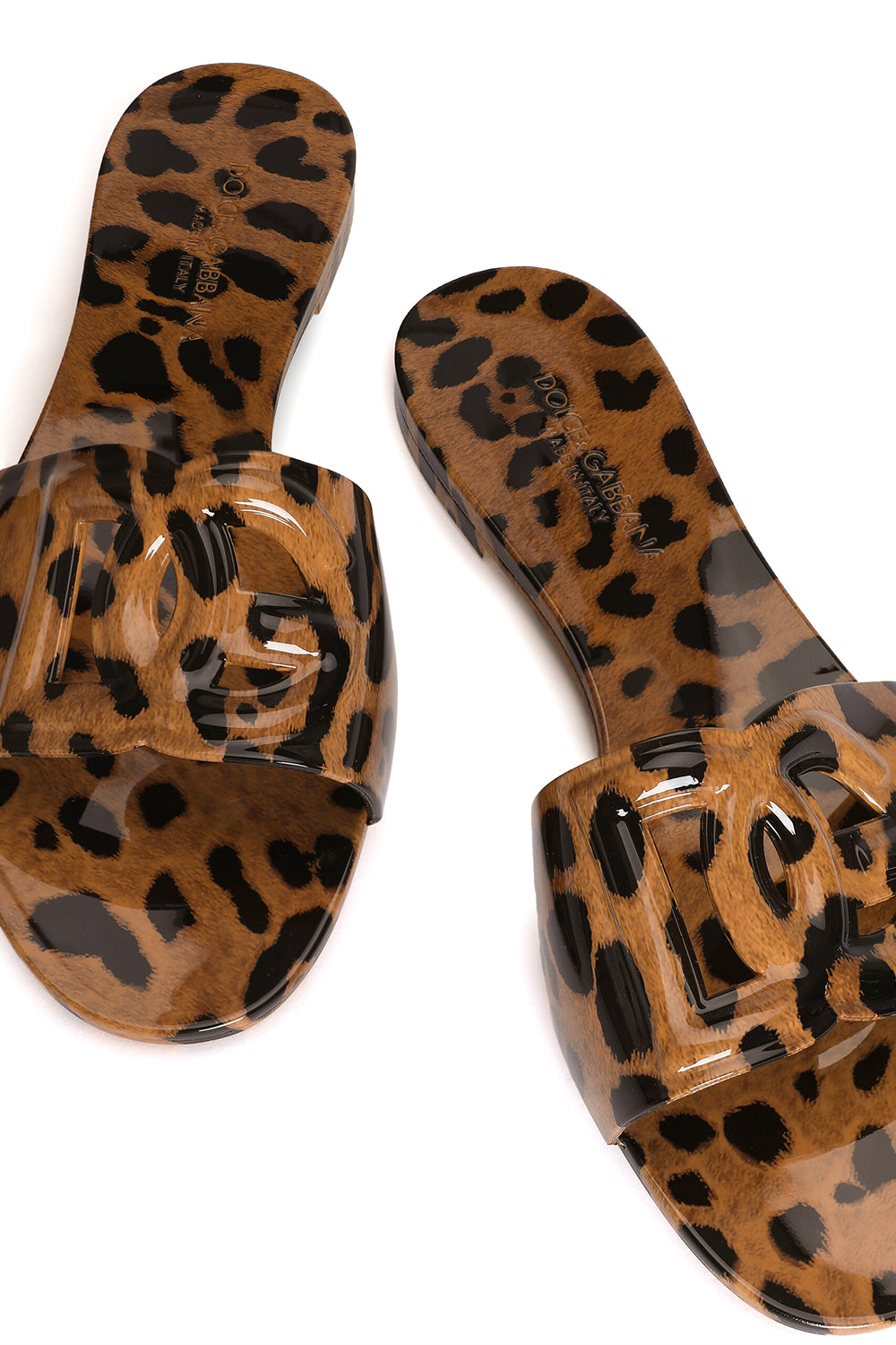 DOLCE & GABBANA Slide beachwear in gomma stampa leo