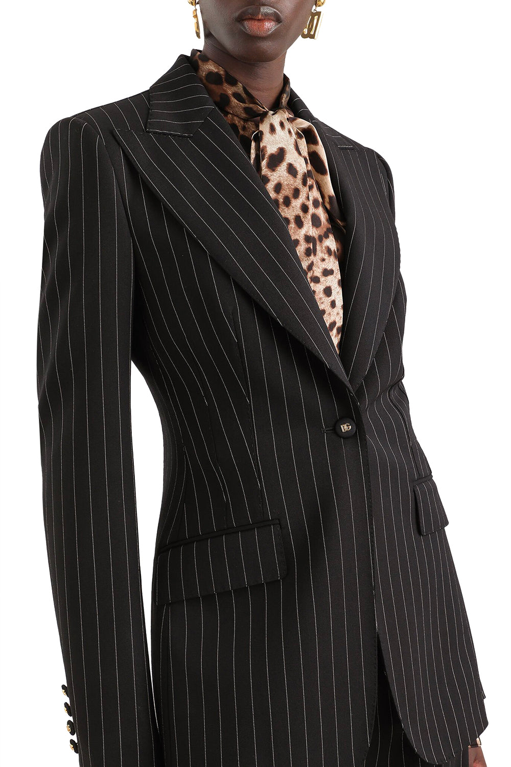DOLCE & GABBANA Giacca monopetto gessata in lana
