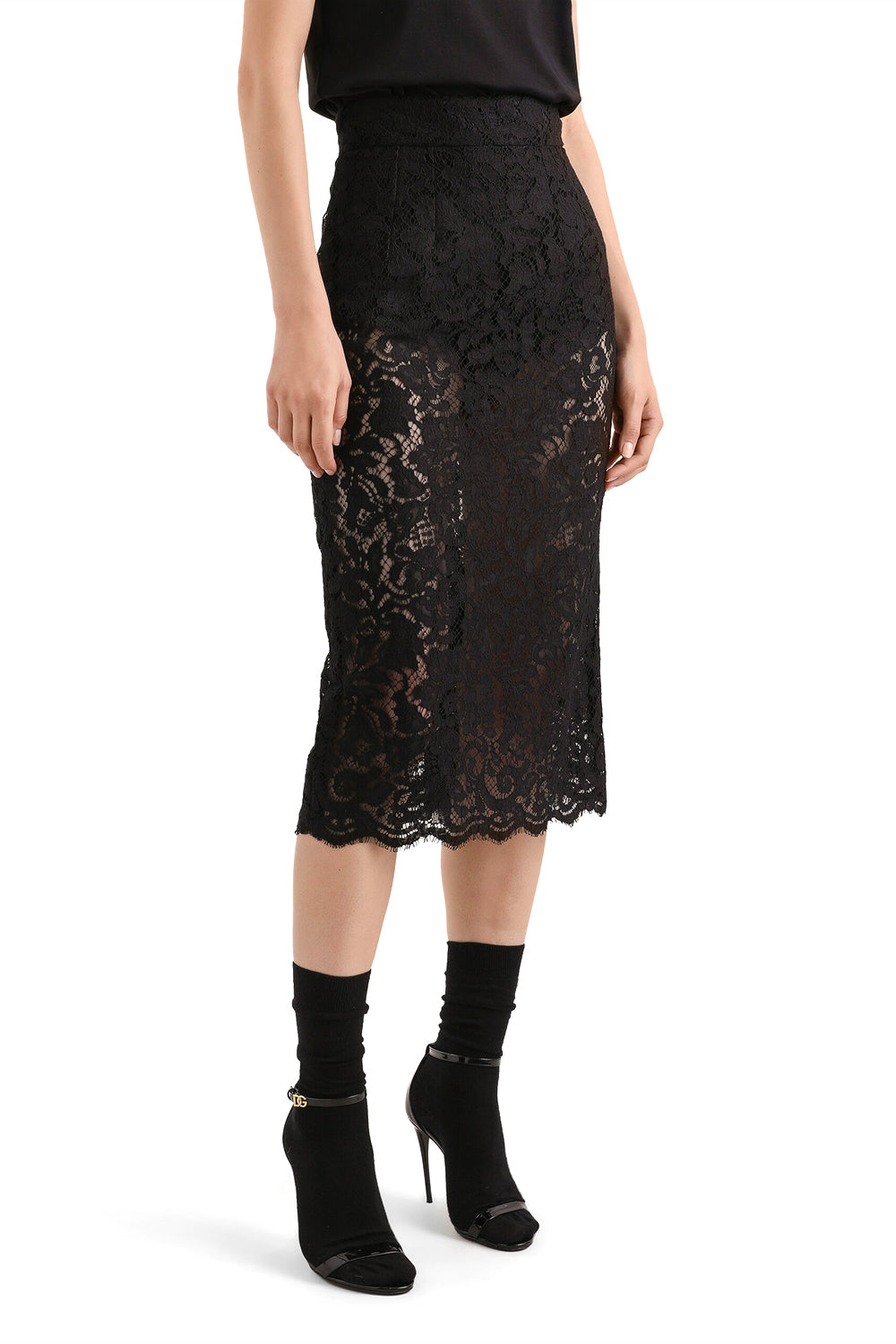 DOLCE & GABBANA Cordonetto lace midi skirt