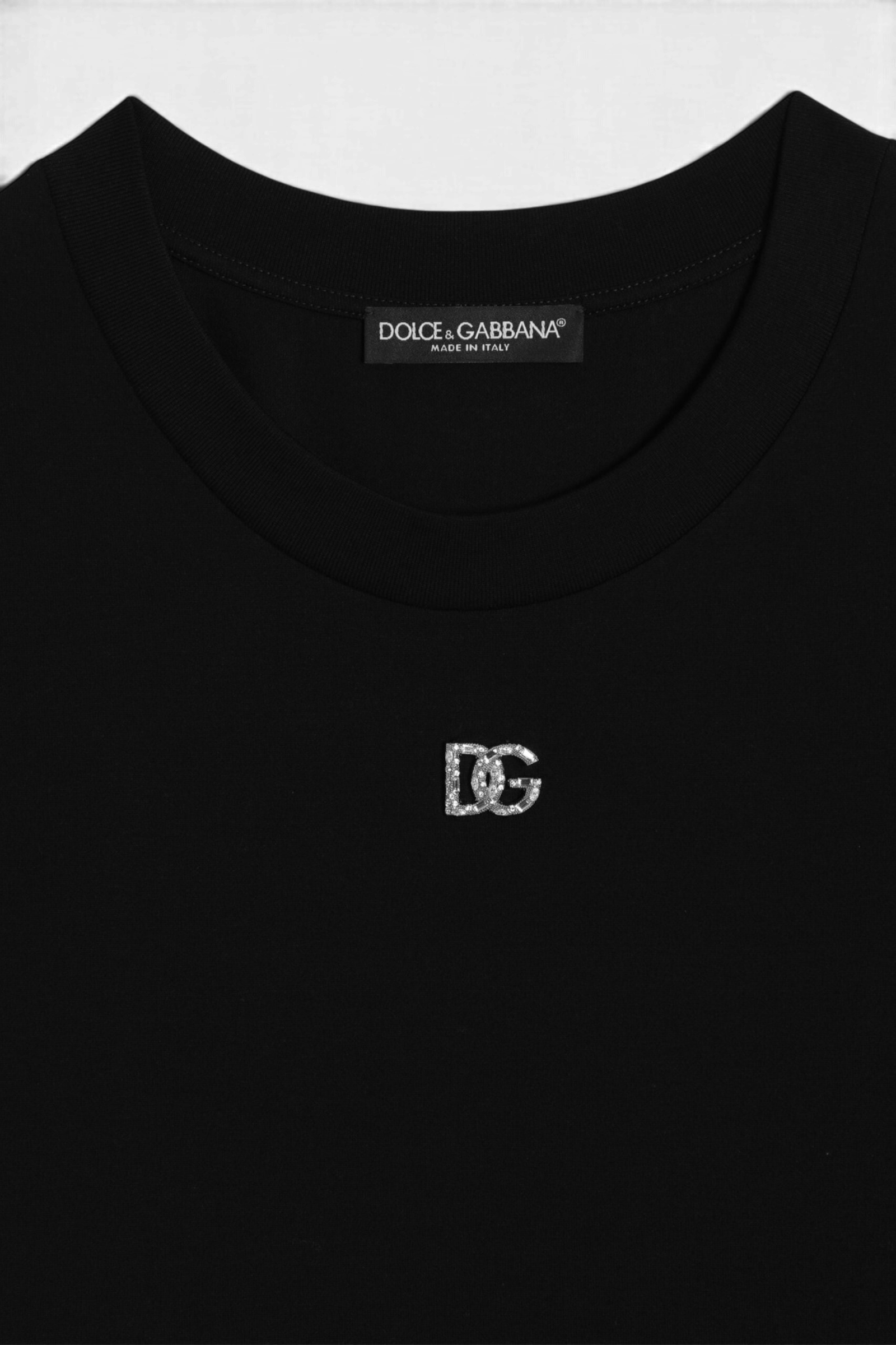 DOLCE & GABBANA T-shirt in cotone con logo DG Crystal