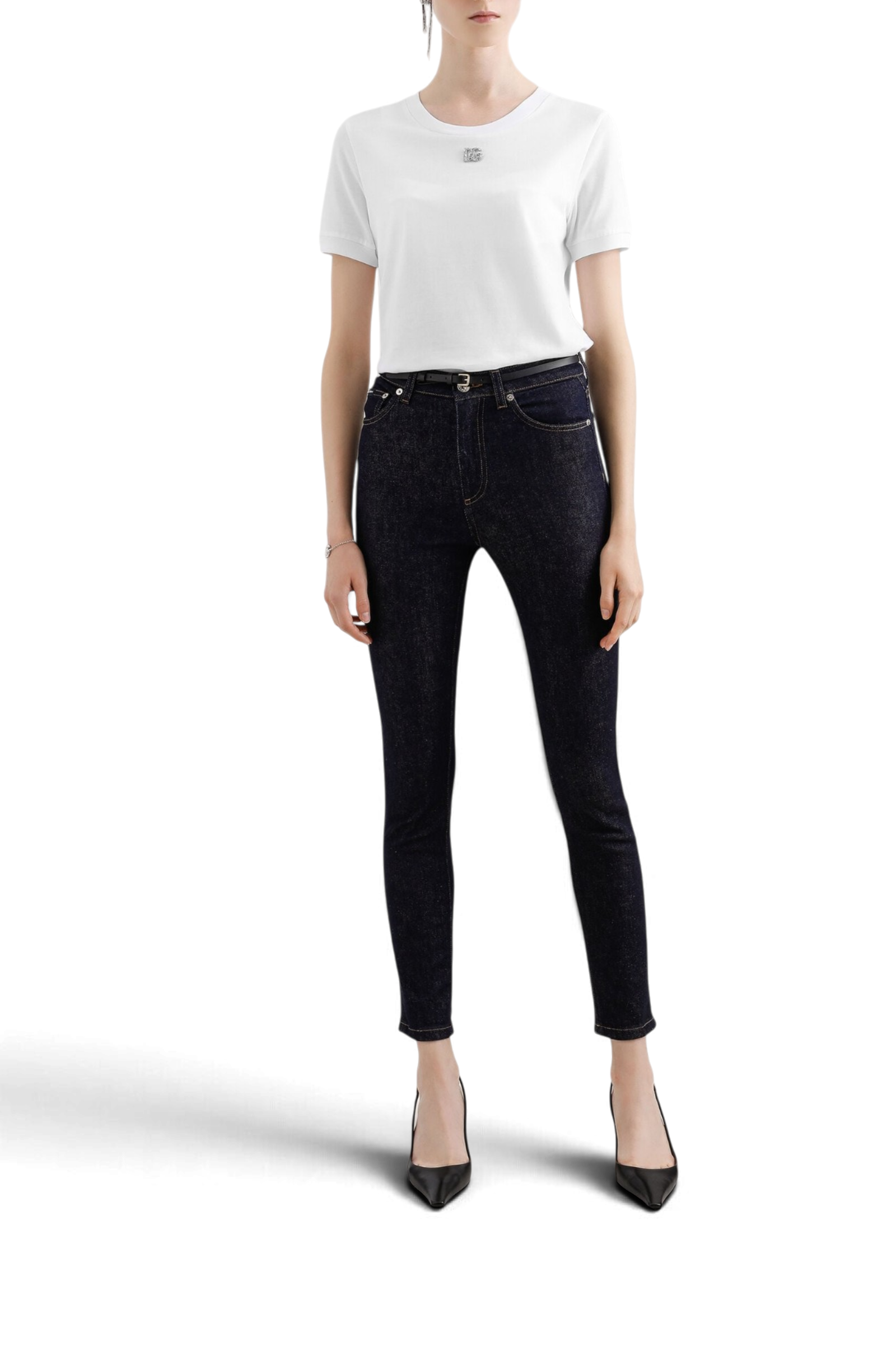 DOLCE & GABBANA T-shirt in cotone con logo DG Crystal