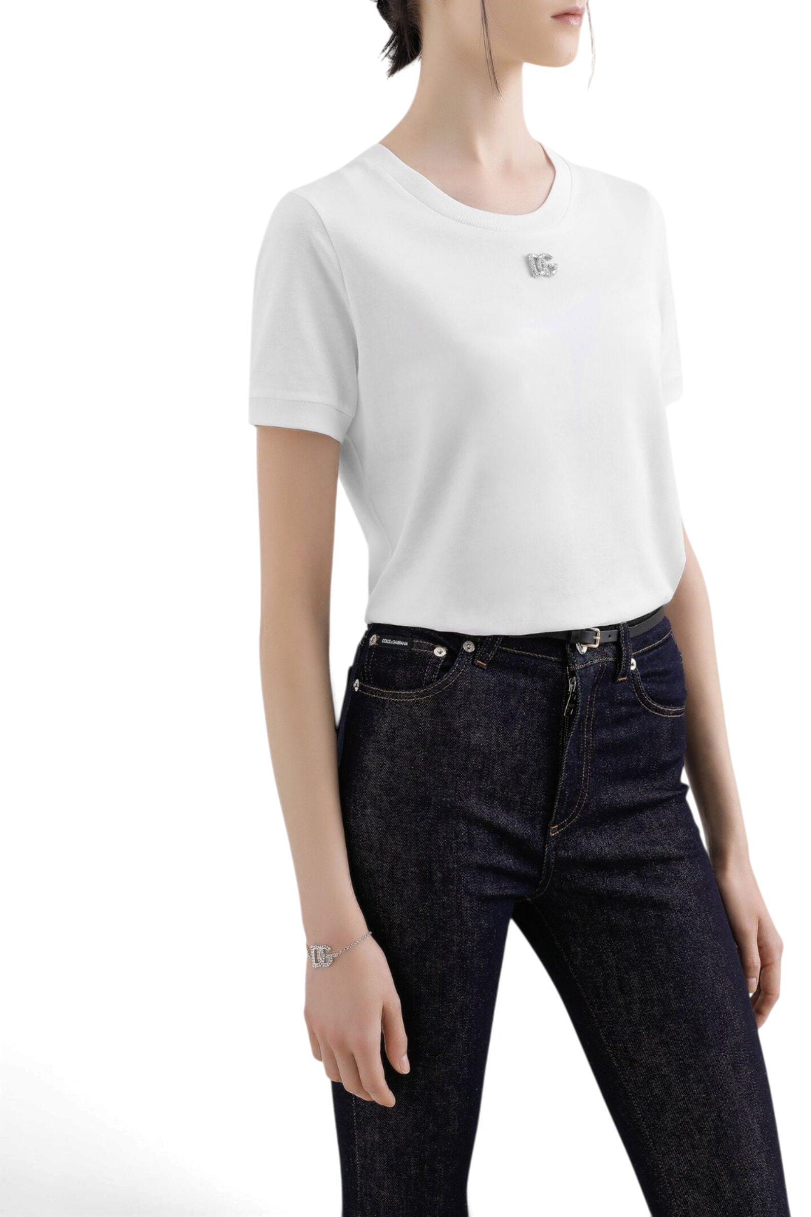 DOLCE & GABBANA T-shirt in cotone con logo DG Crystal