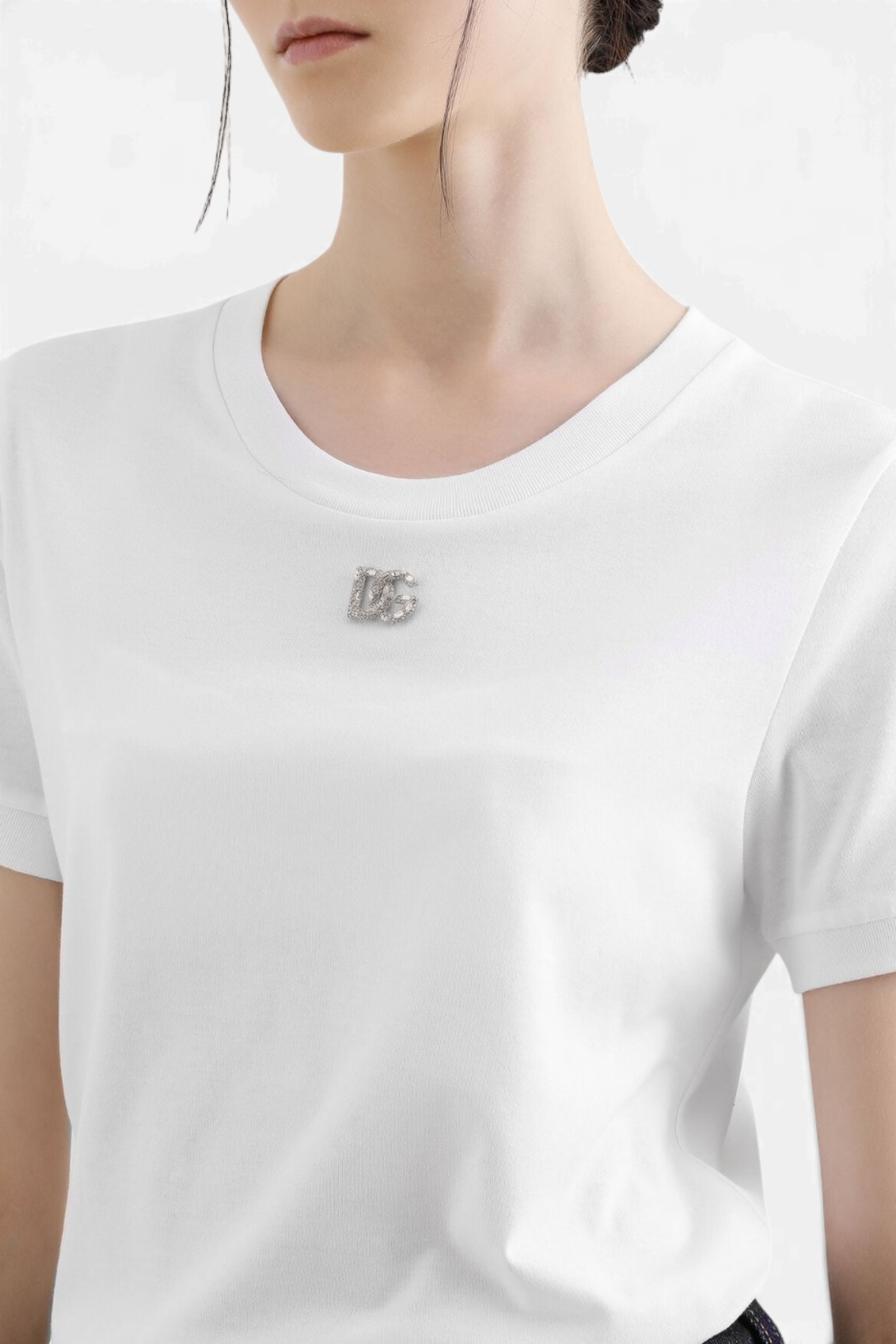 DOLCE & GABBANA T-shirt in cotone con logo DG Crystal