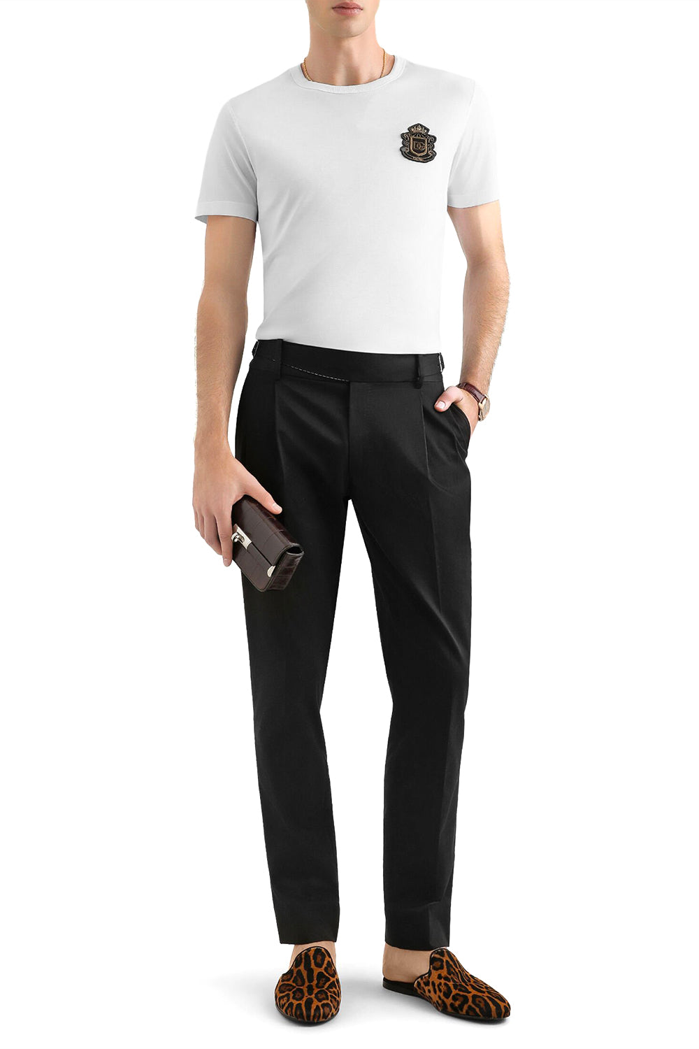 DOLCE & GABBANA T-shirt girocollo con patch araldico made in Italy.