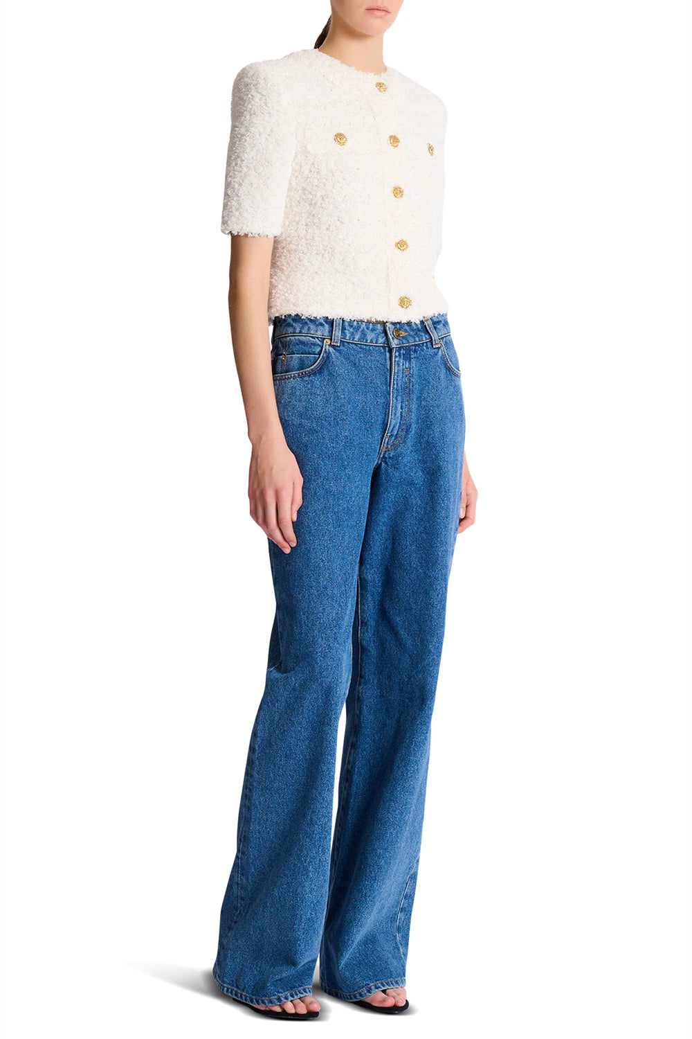 BALMAIN Cardigan in tweed plumetis