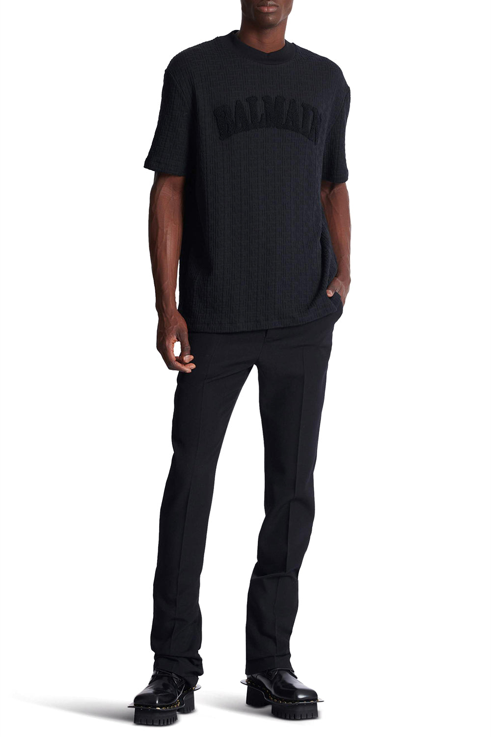 BALMAIN T-shirt monogramma spugna