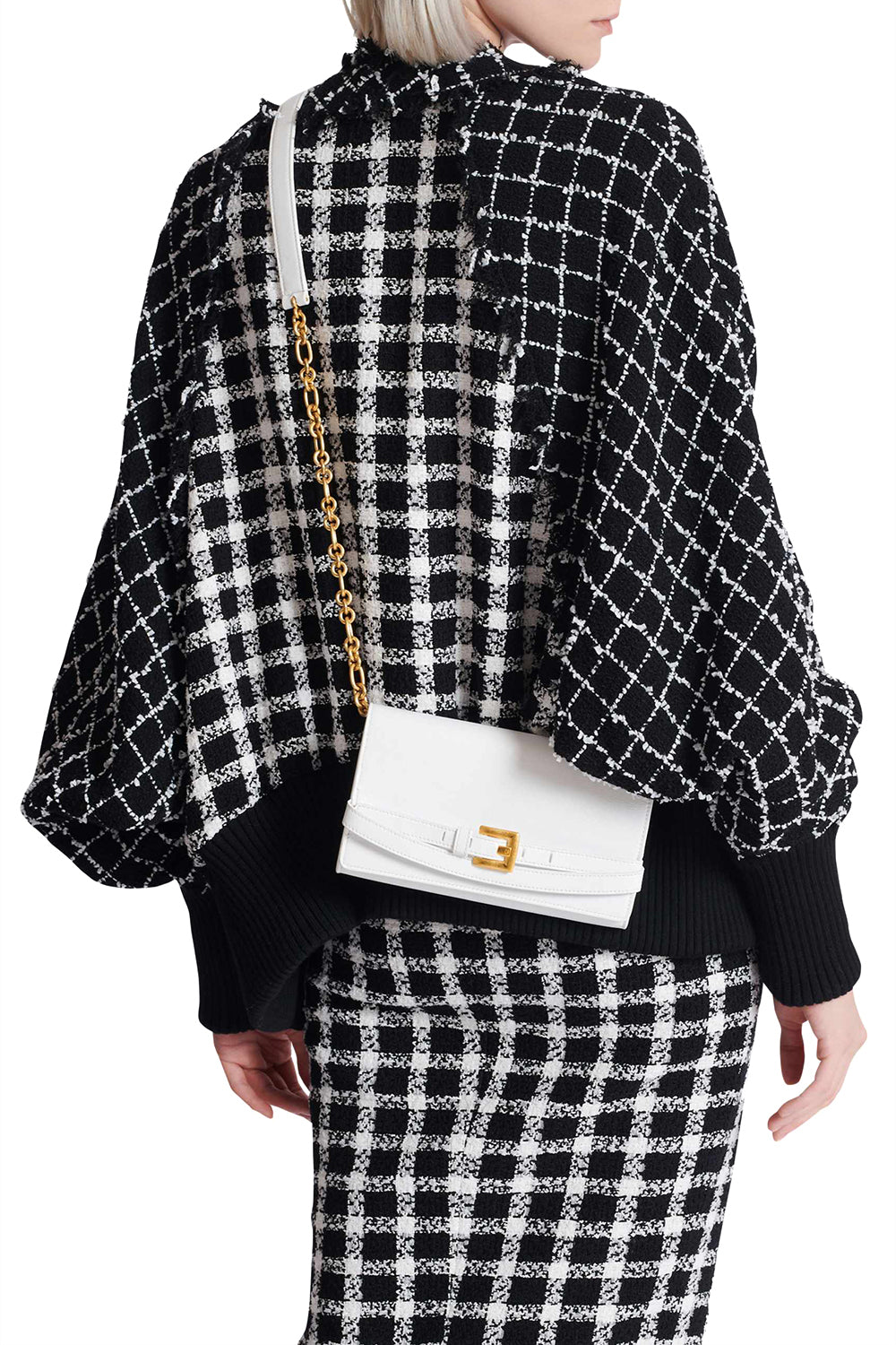 BALMAIN Portafoglio Shuffle con catena in pelle di vitello