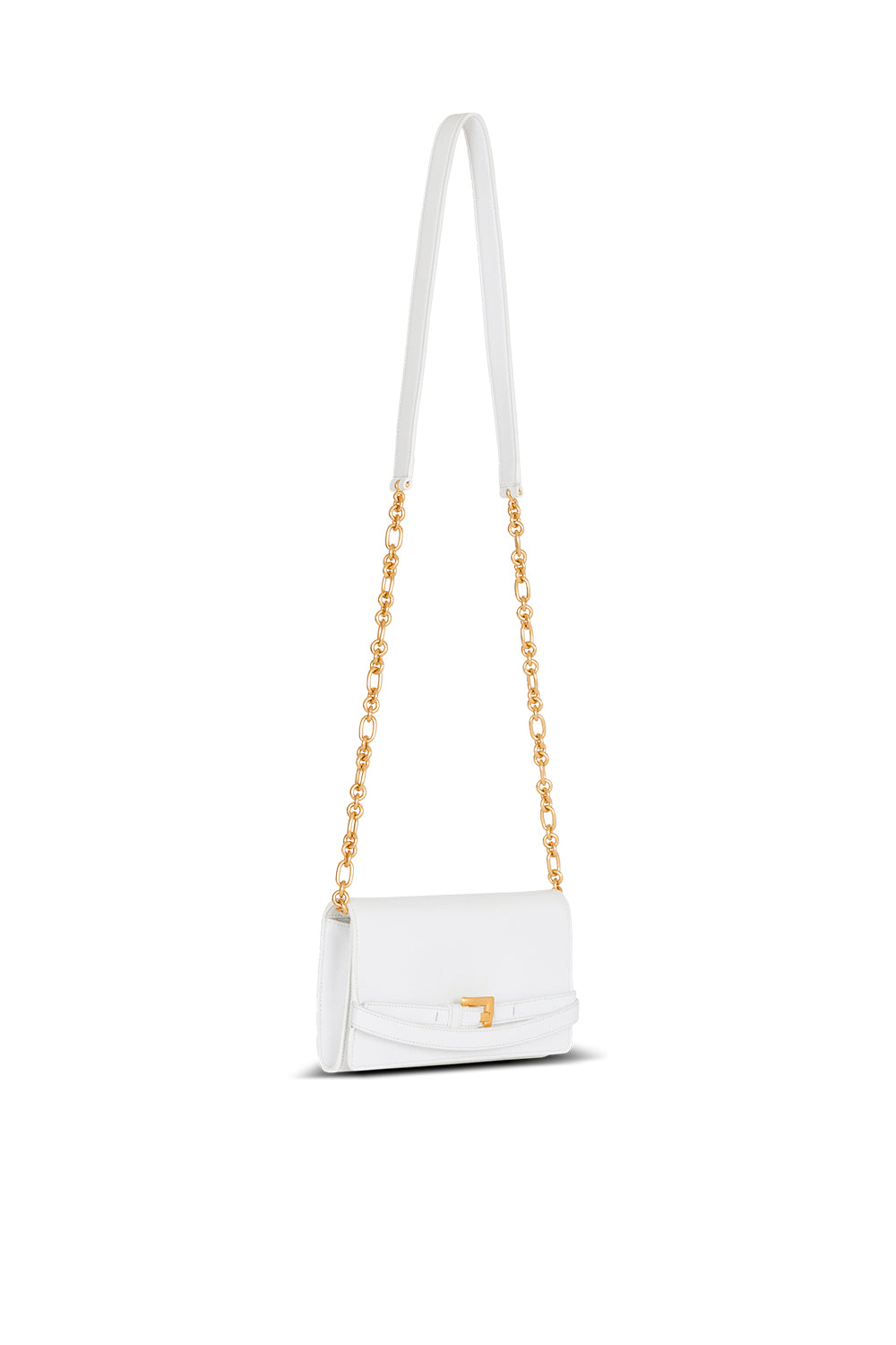 BALMAIN Portafoglio Shuffle con catena in pelle di vitello – Blanc optique