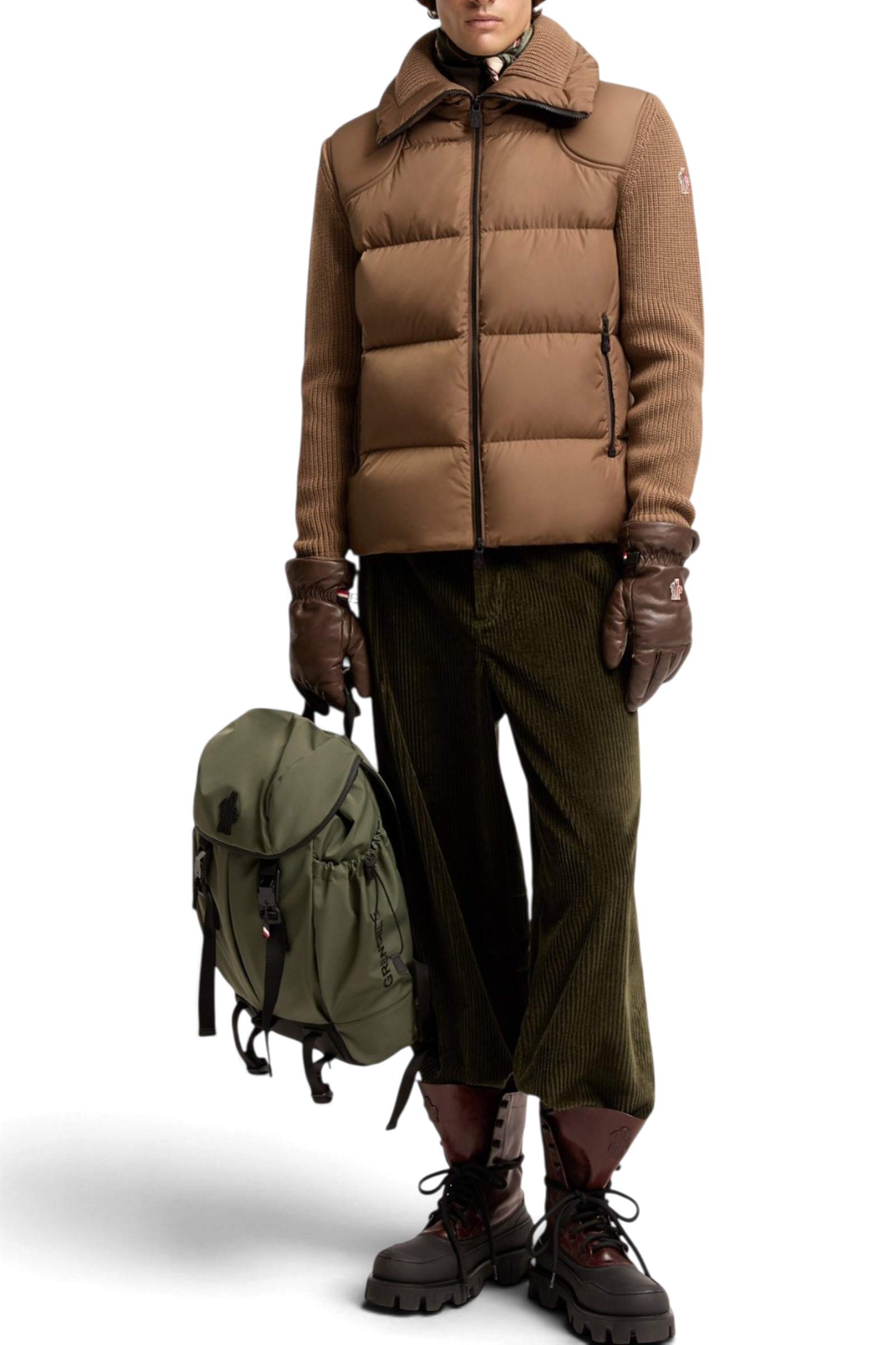 MONCLER GRENOBLE Cardigan imbottito in lana con zip
