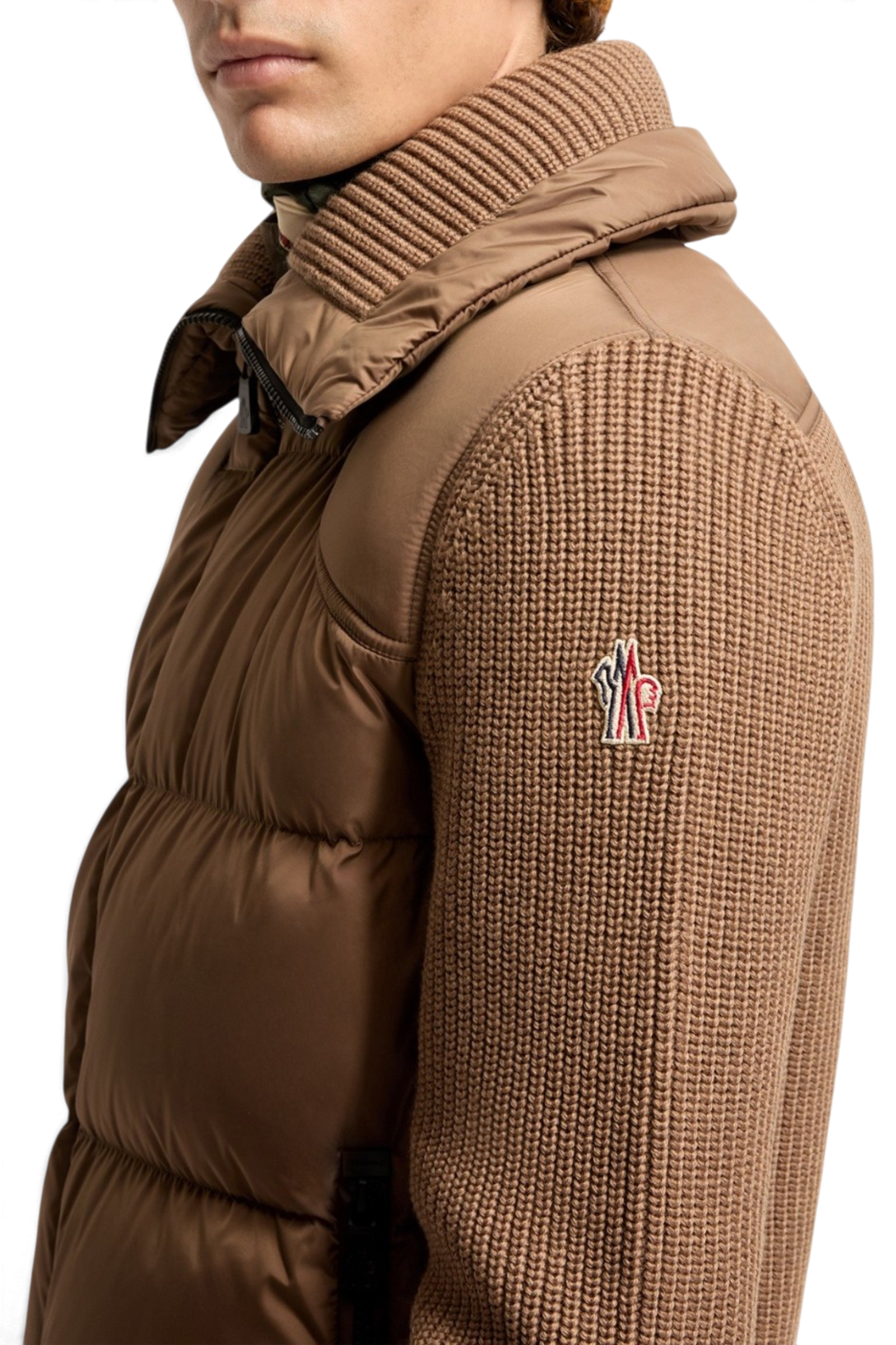 MONCLER GRENOBLE Cardigan imbottito in lana con zip