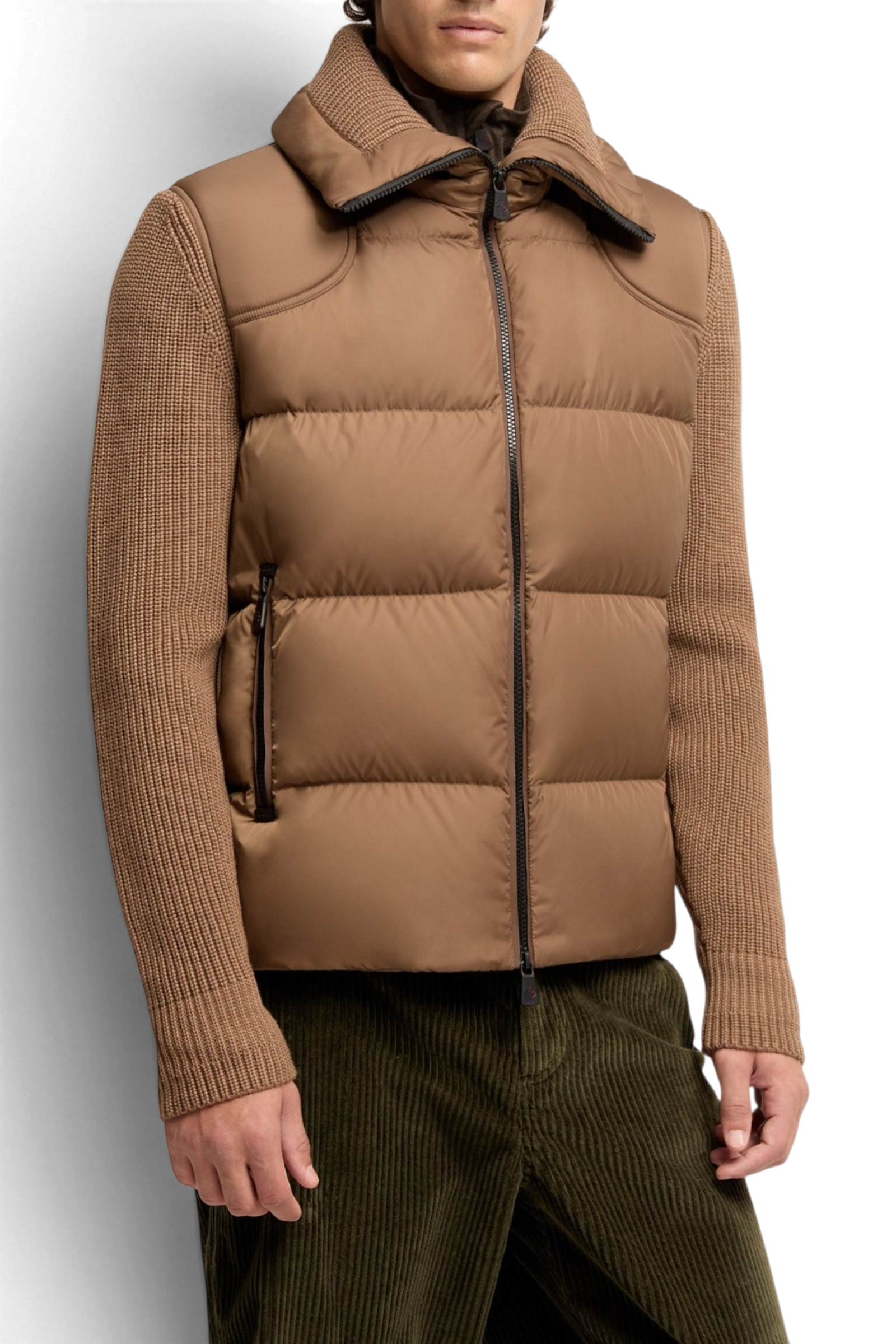 MONCLER GRENOBLE Cardigan imbottito in lana con zip