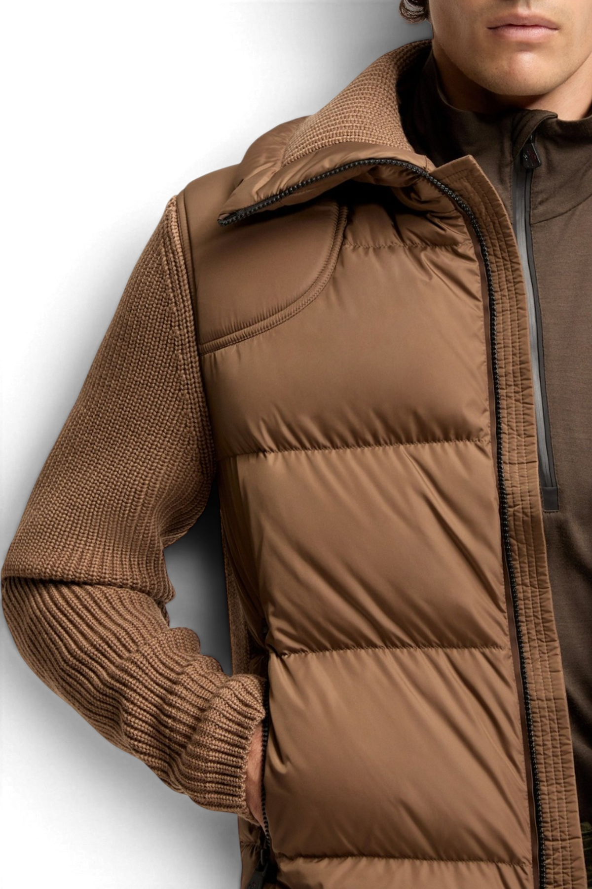 MONCLER GRENOBLE Cardigan imbottito in lana con zip