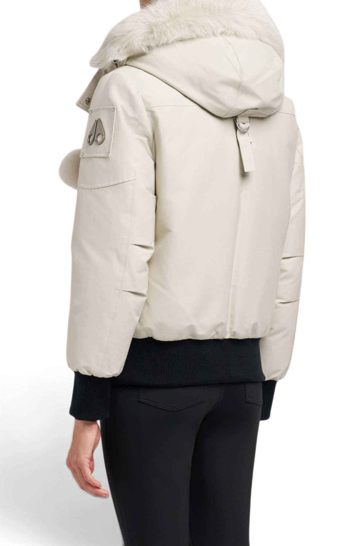 MOOSE KNUCKLES ORIGINAL DEBBIE SHEARLING TRIM BOMBER JACKET – Alabaster w/alabaster sh