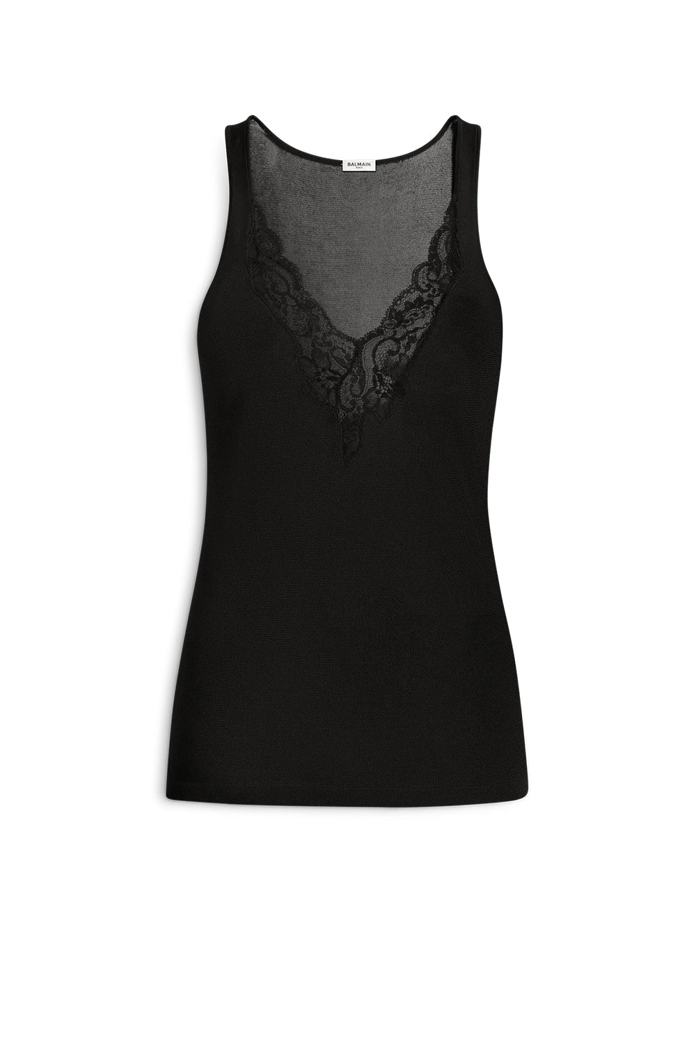 BALMAIN Canotta in maglia e pizzo