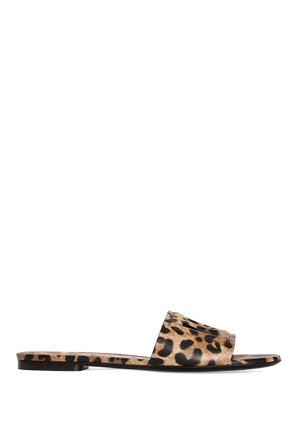 DOLCE & GABBANA Ciabatta flat in pelle di vitello stampa leo