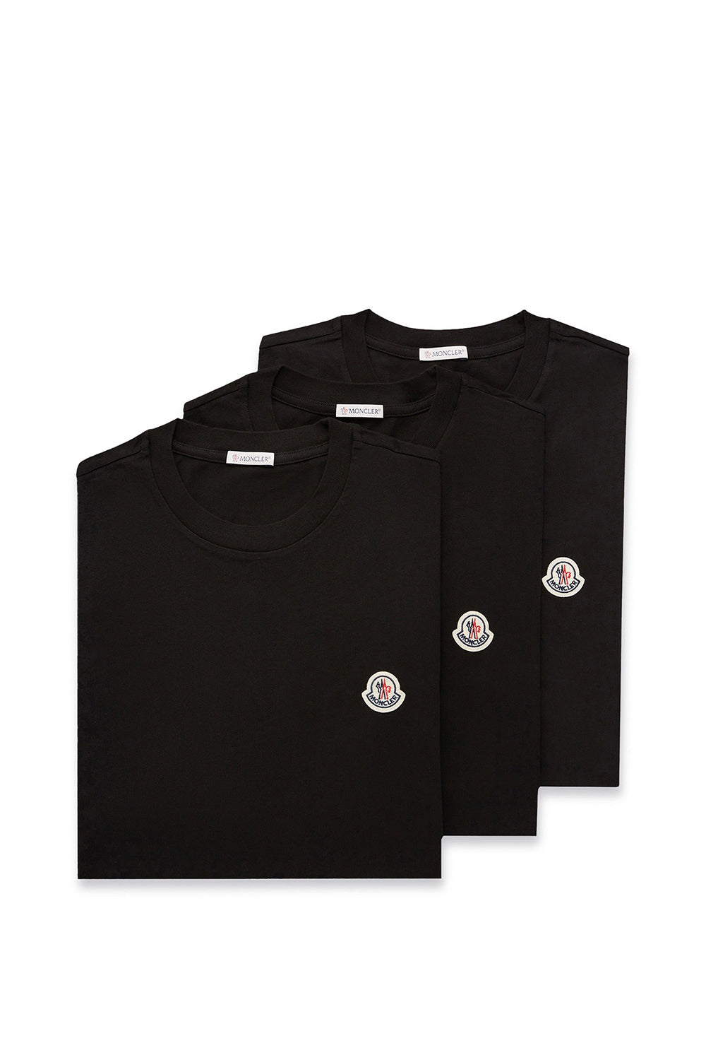 MONCLER Cotton T-shirt with Logo Patch (Set of Three)