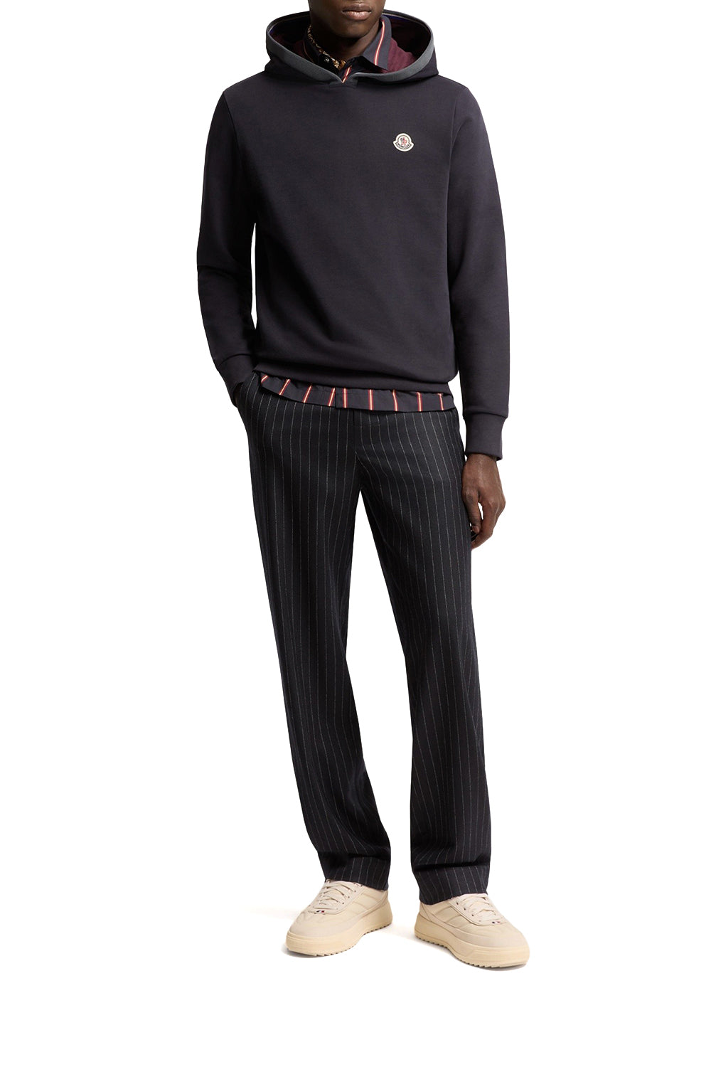 MONCLER Felpa con cappuccio e logo in cotone spazzolato