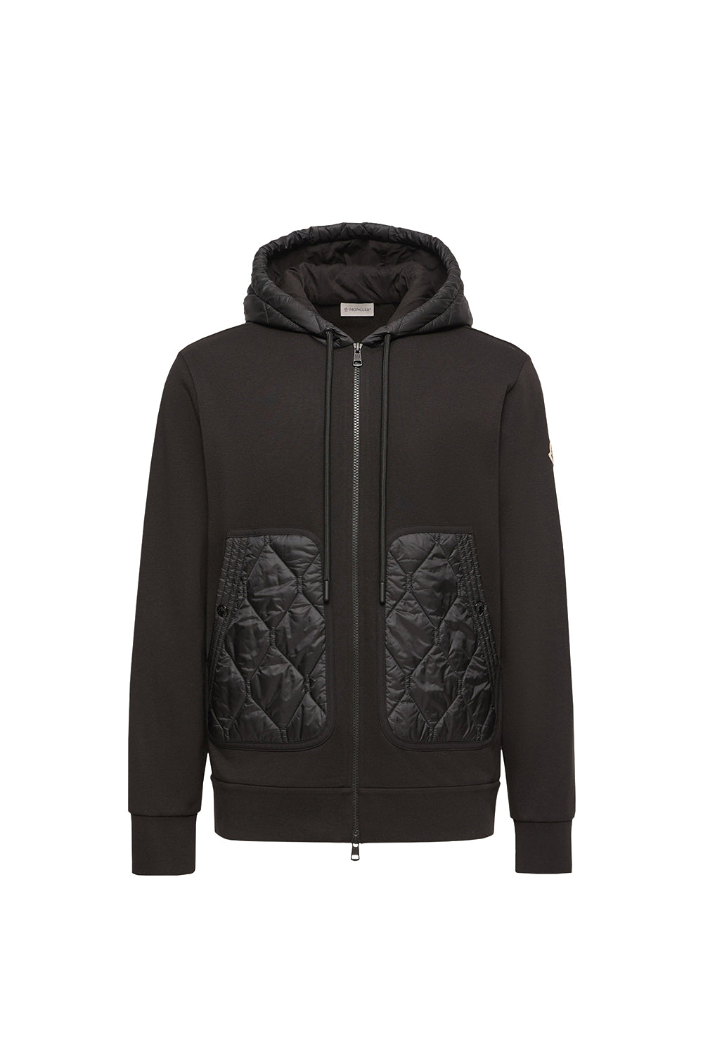 MONCLER Felpa con cappuccio e zip in misto cotone con trapuntatura a rombi