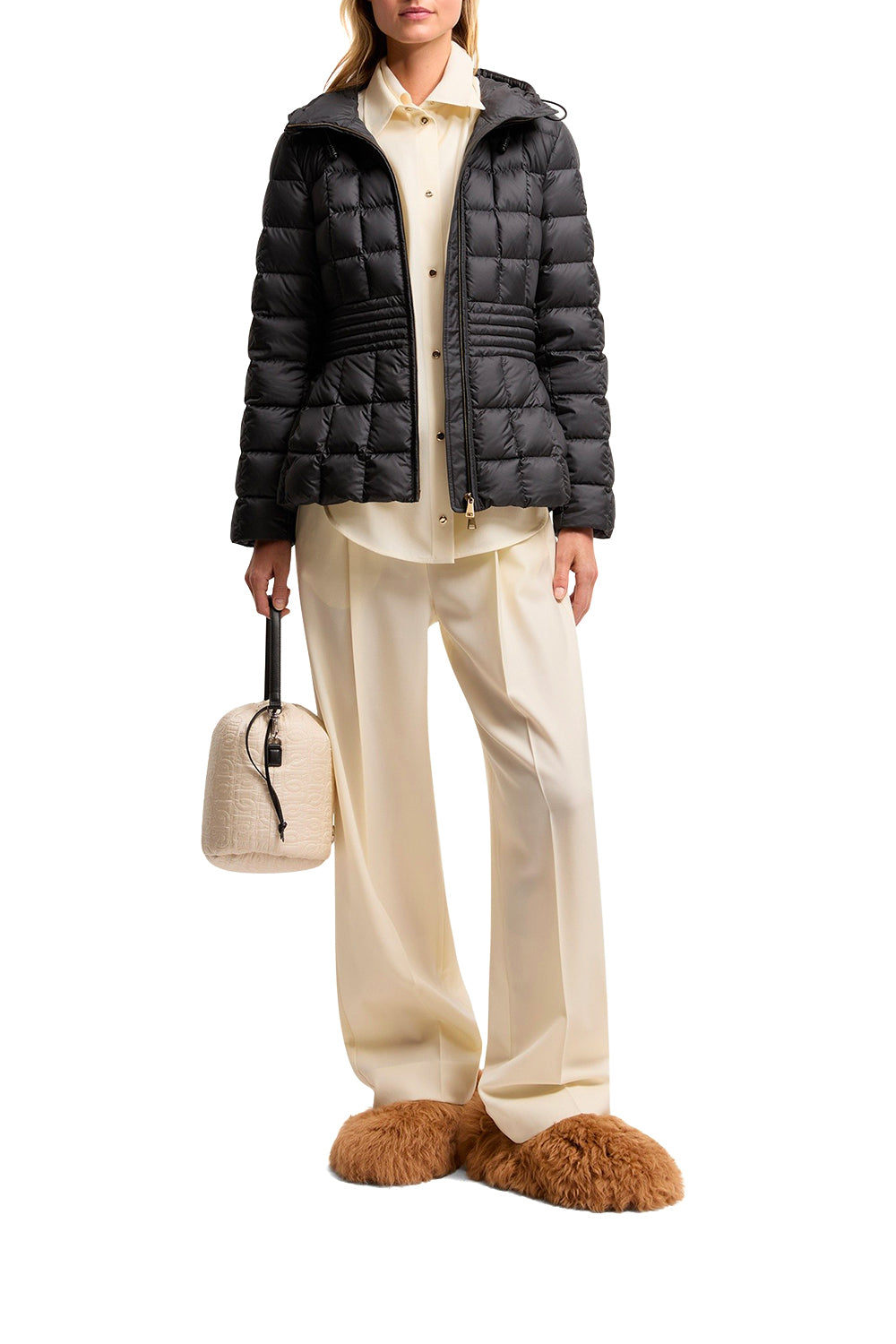 MONCLER Piumino corto Engoulevent con cappuccio e trapuntatura quadrata