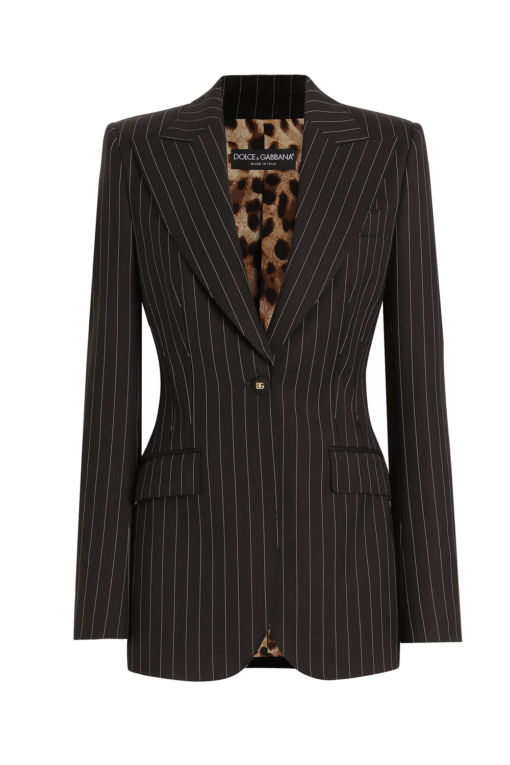 DOLCE & GABBANA 羊毛单排扣条纹西装外套
