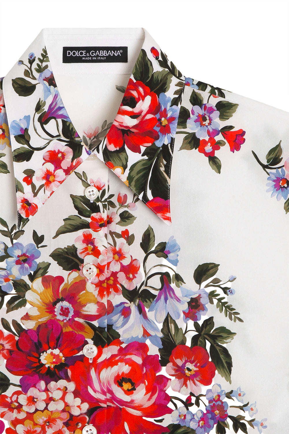 DOLCE & GABBANA Camicia in cotone stampa mazzo di fiori