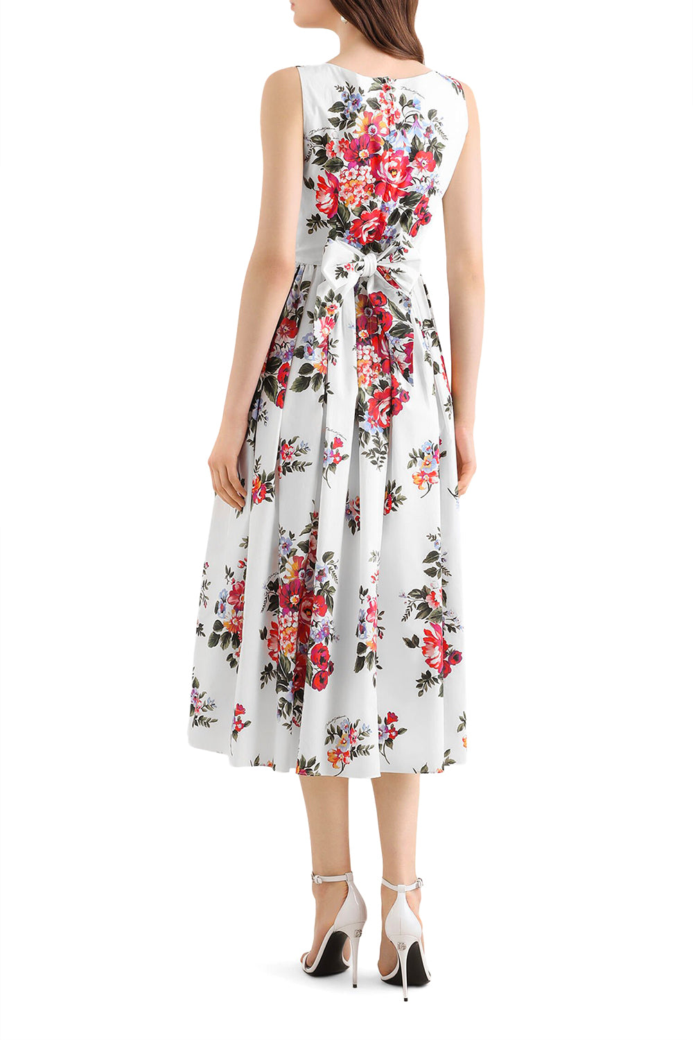 DOLCE & GABBANA Cotton dress with a bouquet of flowers print