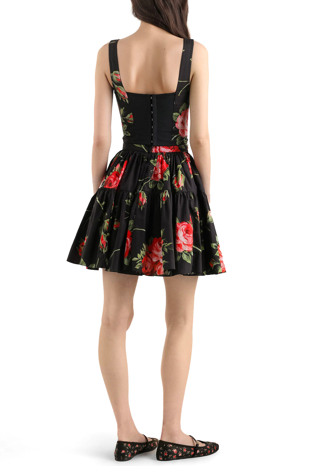DOLCE & GABBANA Top bustier stampa bouquet rose