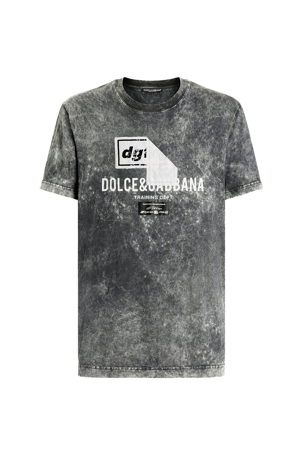 DOLCE & GABBANA Marbled-effect cotton T-shirt with print