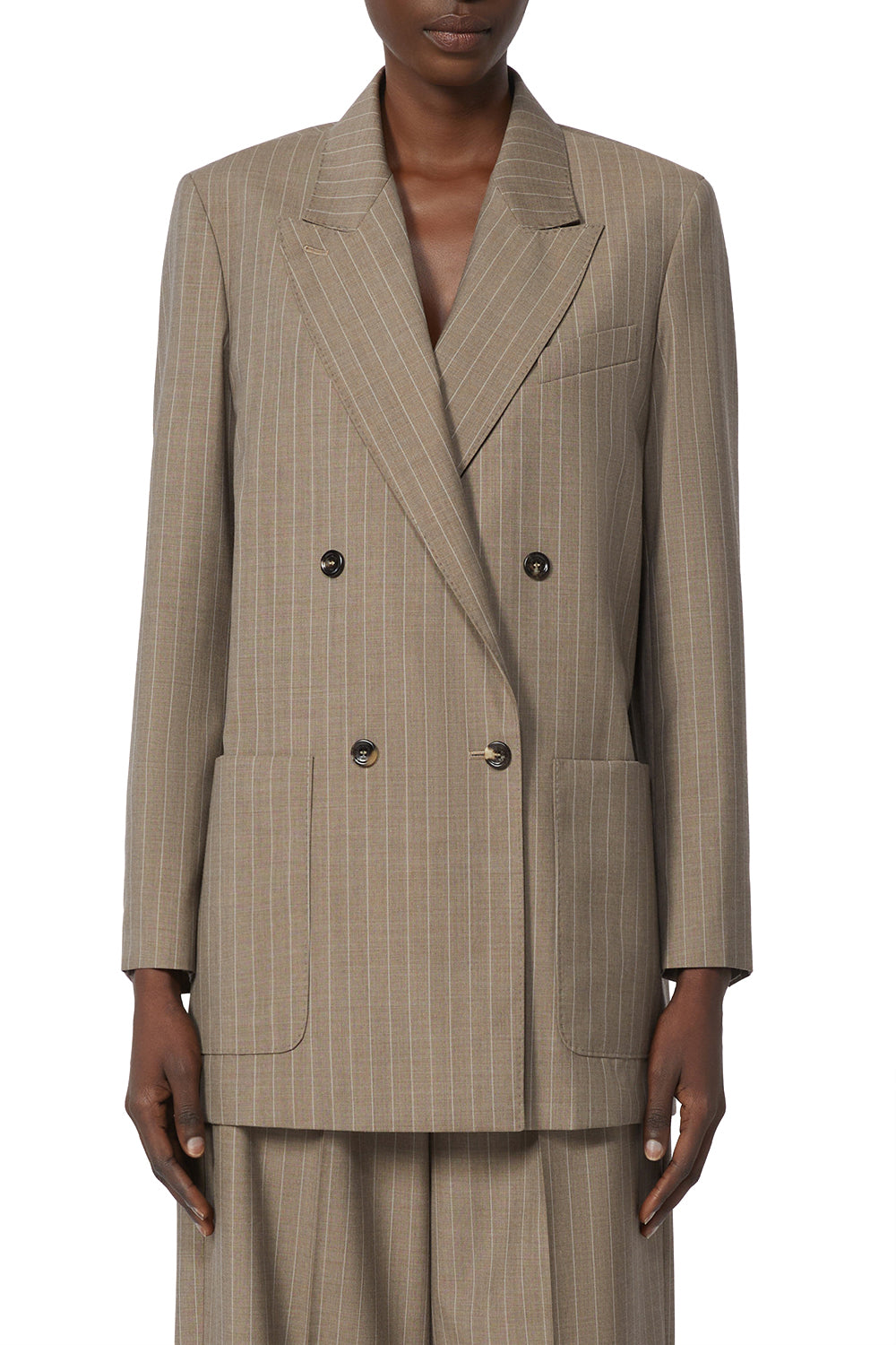 MAX MARA Blazer over in tela di lana gessata MXMACCIAIO