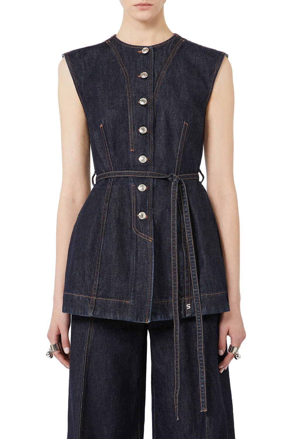 SPORTMAX Top smanicato in denim SPDDOMINIO