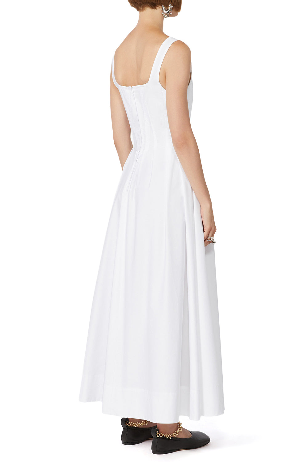SPORTMAX "SPXGIRO" Sleeveless Maxi Dress in Pure Cotton