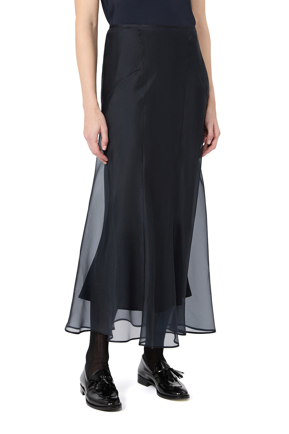 MAX MARA Gonna longuette in organza di seta "MXEASTRALE"