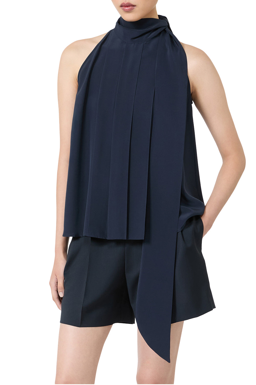 MAX MARA Top smanicato in crêpe de Chine "MXMFUNE"