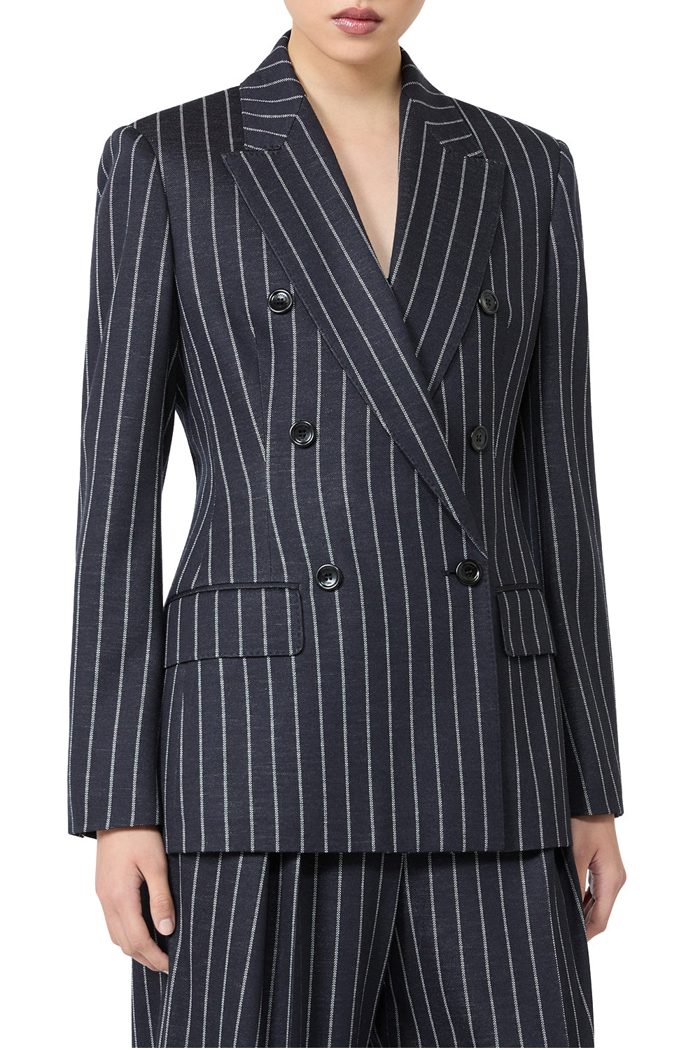 MAX MARA “MXMBALTA”条纹针织面料双排扣西装外套