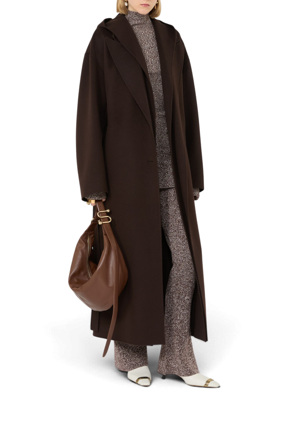 SPORTMAX Cappotto in lana con pettorina interna rimovibile e cintura.