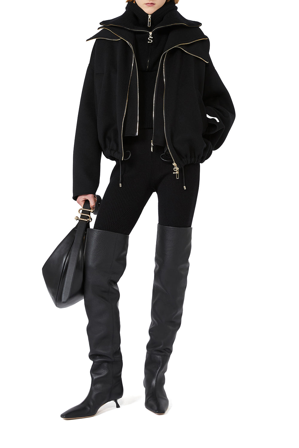 SPORTMAX Bomber in pura lana con davantino rimovibile "SPXEMIRO"